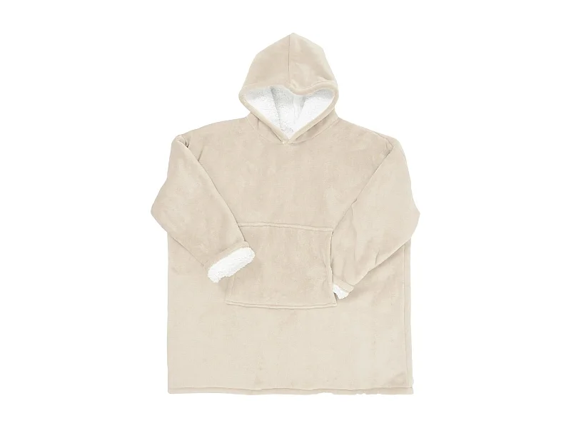 Sweat à Capuche Plaid Ultra Doux Beige Intérieur Sherpa - SANJI