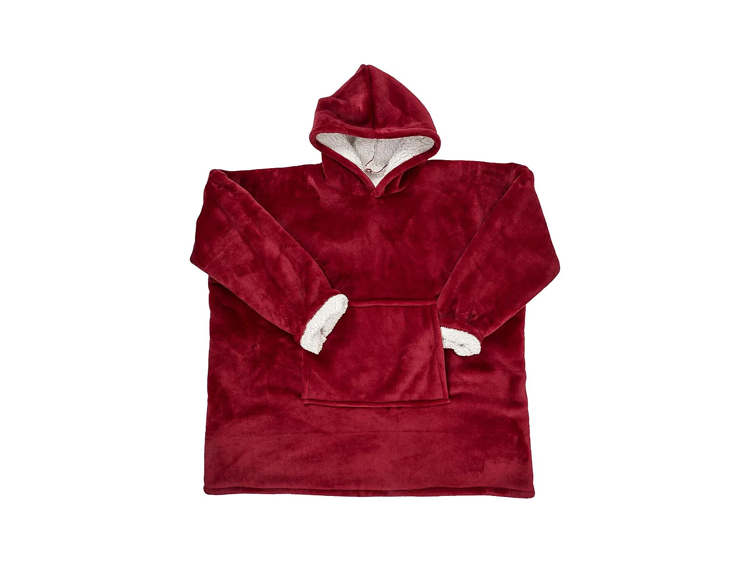 Sweat à Capuche Plaid Ultra Doux Rouge Intérieur Sherpa - SANJI