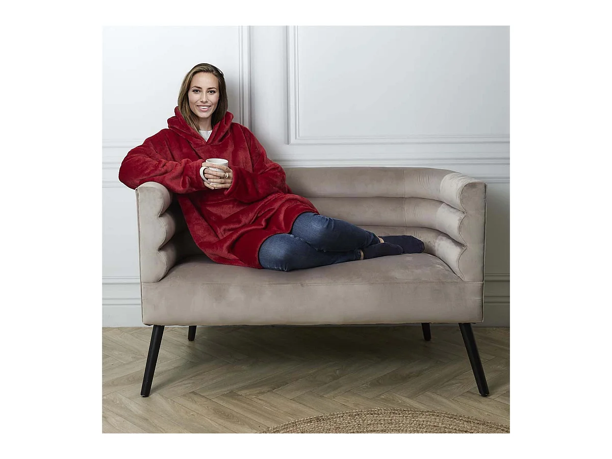 Sweat à Capuche Plaid Ultra Doux Rouge Intérieur Sherpa - SANJI