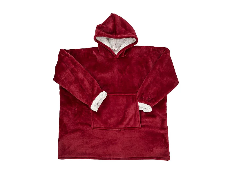 Sweat à Capuche Plaid Ultra Doux Rouge Intérieur Sherpa - SANJI