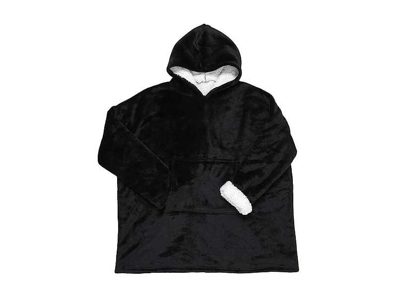 Sweat à Capuche Plaid Ultra Doux Noir Intérieur Sherpa - SANJI