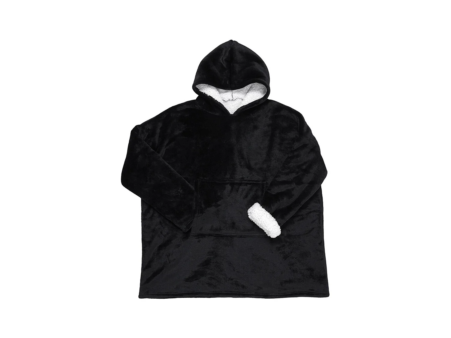 Sweat à Capuche Plaid Ultra Doux Noir Intérieur Sherpa - SANJI