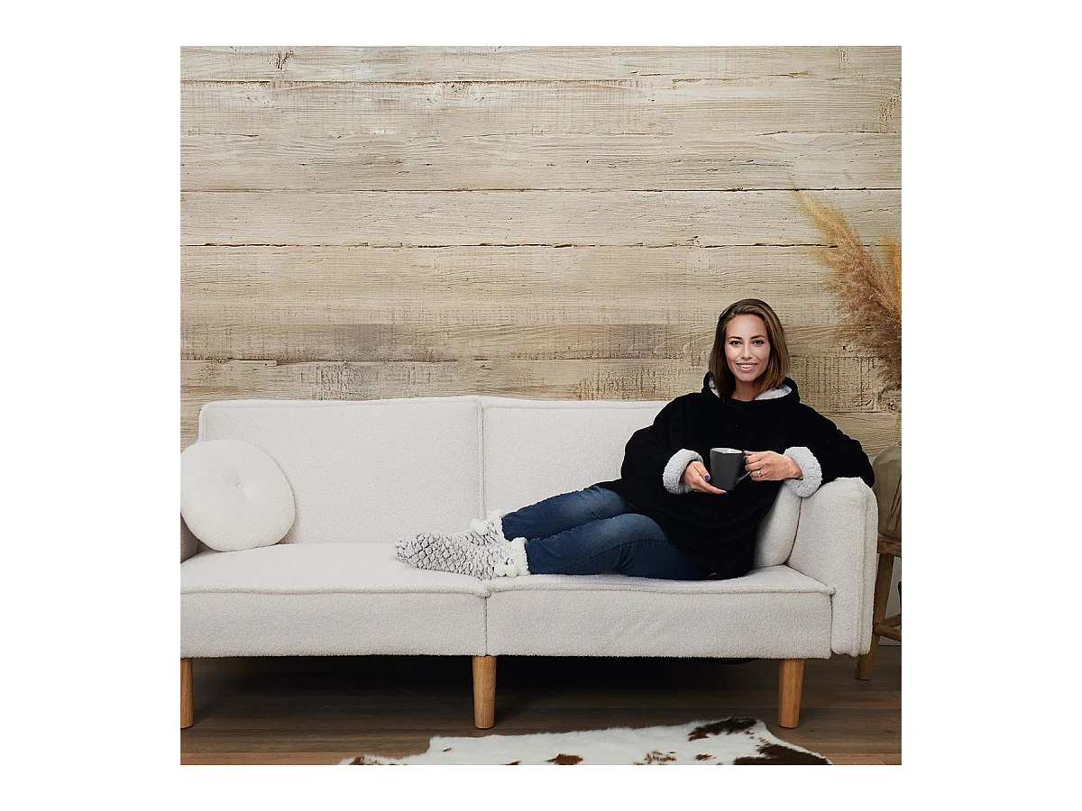 Sweat à Capuche Plaid Ultra Doux Noir Intérieur Sherpa - SANJI