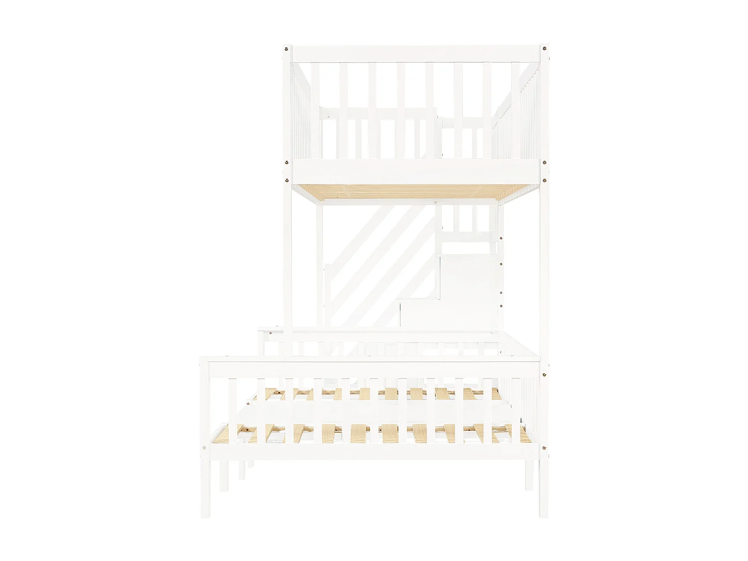 Lit superposé 90/120x200 cm,  table et canapé peuvent être convertis en lit, Pin et MDF, blanc, sans matelas