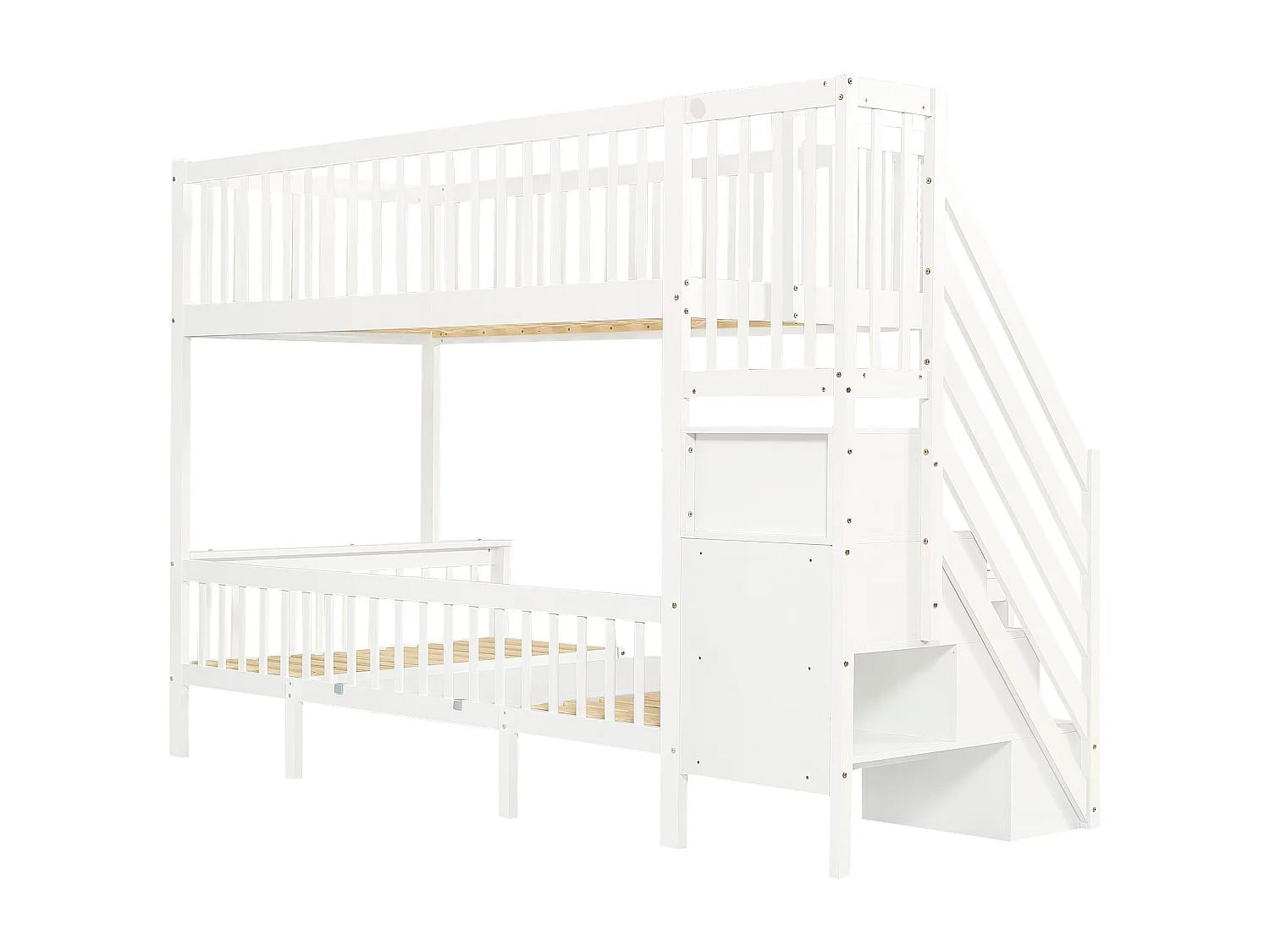 Lit superposé 90/120x200 cm,  table et canapé peuvent être convertis en lit, Pin et MDF, blanc, sans matelas