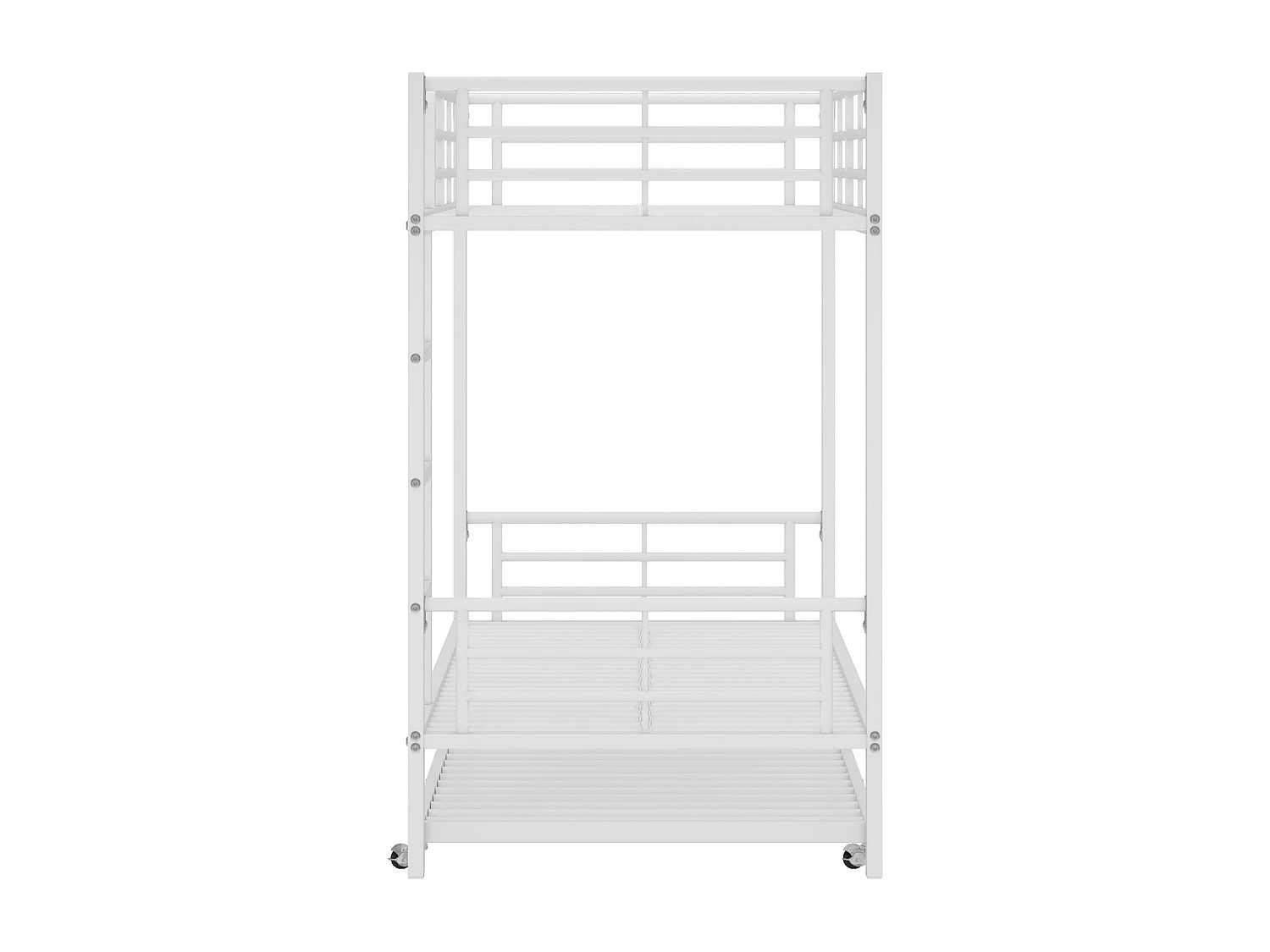 Lit superposé lit gigogne 90x190/200 cm avec protection anti-chute et échelle, métal blanc, sans matelas