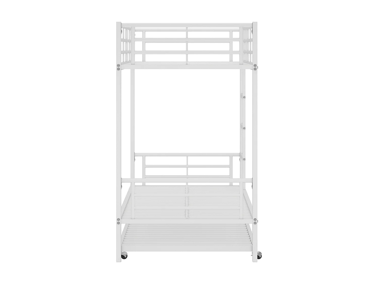 Lit superposé lit gigogne 90x190/200 cm avec protection anti-chute et échelle, métal blanc, sans matelas