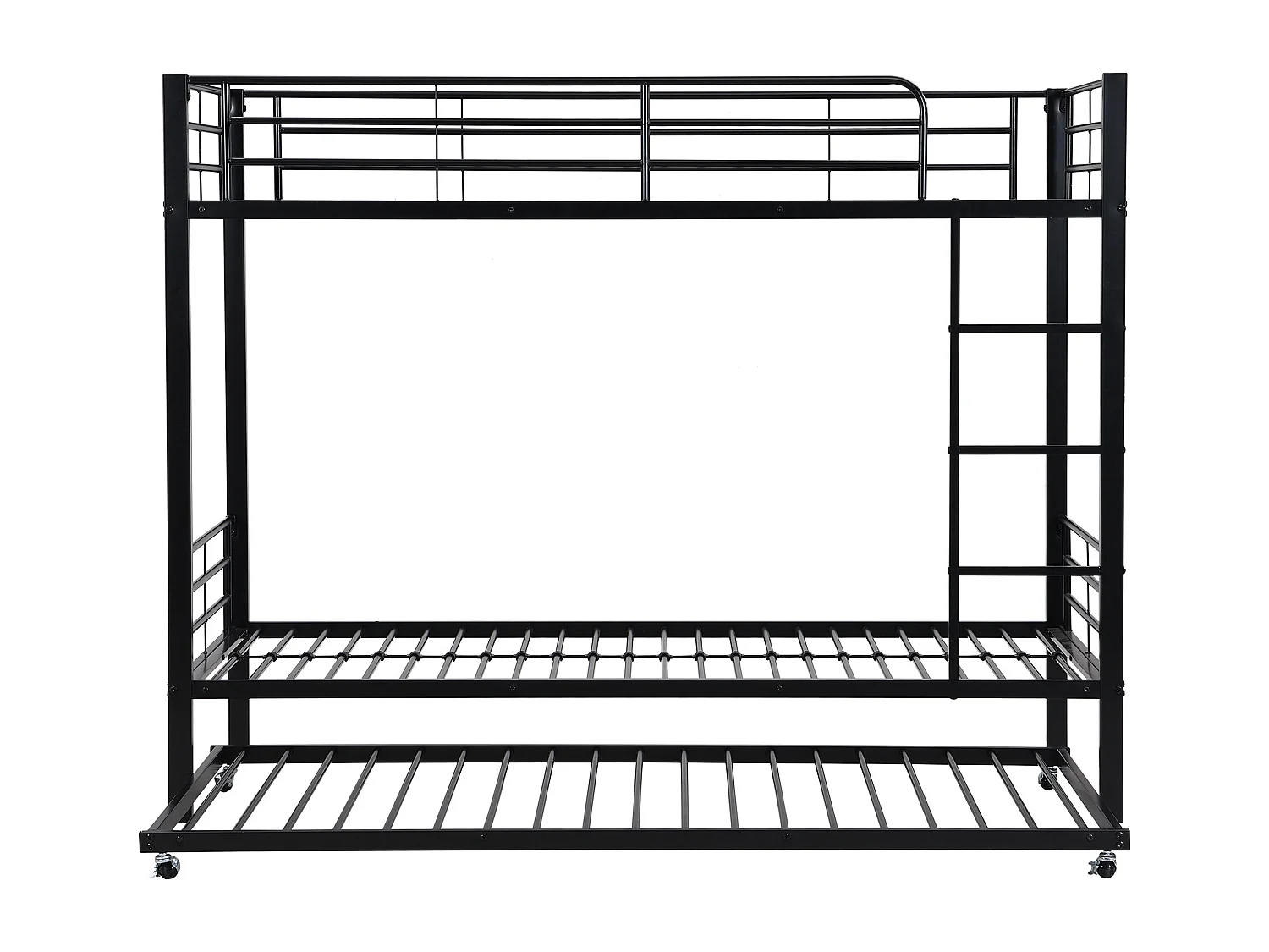 Lit superposé 90x200cm, lit gigogne 90x190cm, sécurisé pour enfants, style simple, métal noir, sans matelas