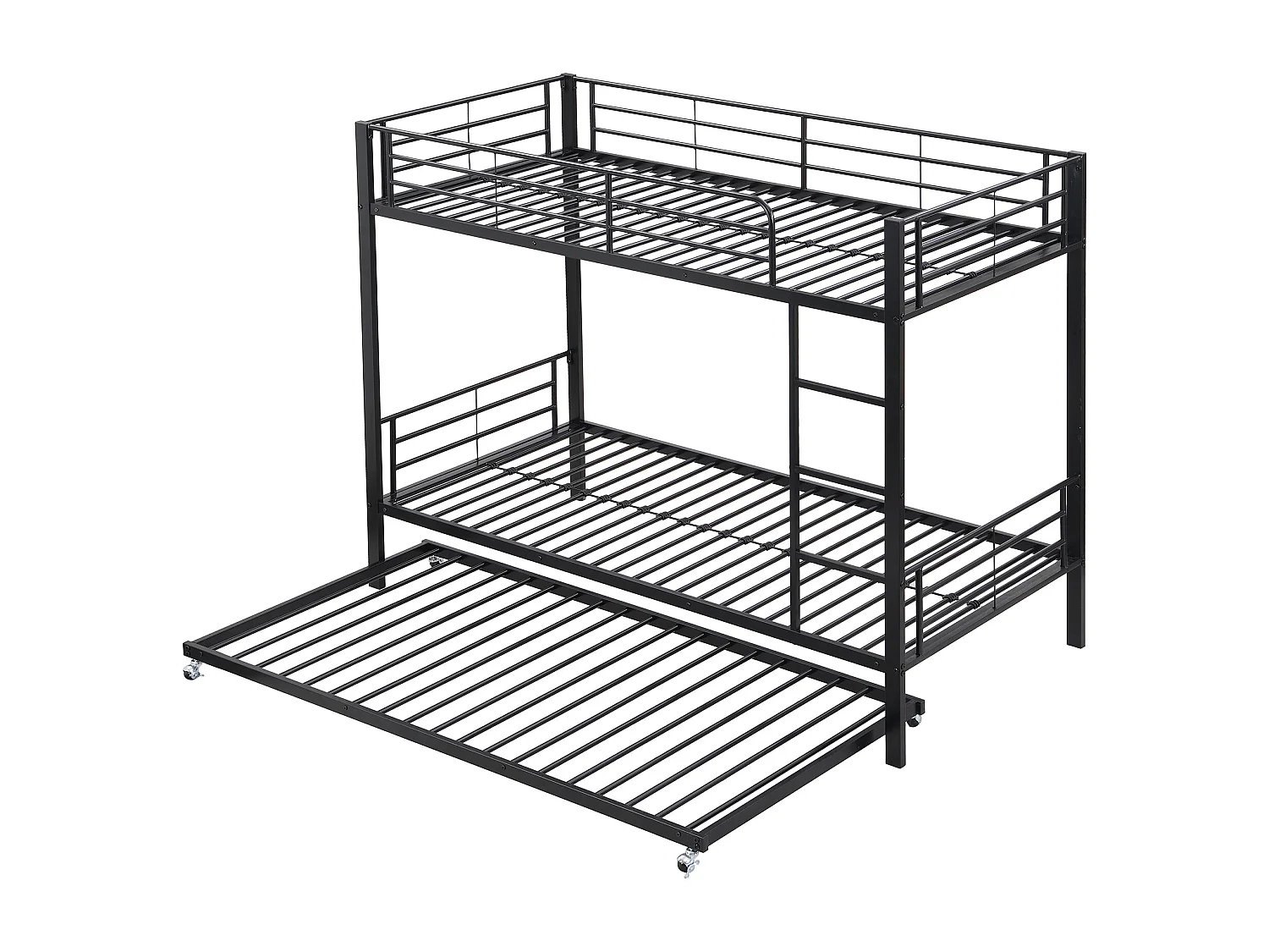 Lit superposé 90x200cm, lit gigogne 90x190cm, sécurisé pour enfants, style simple, métal noir, sans matelas