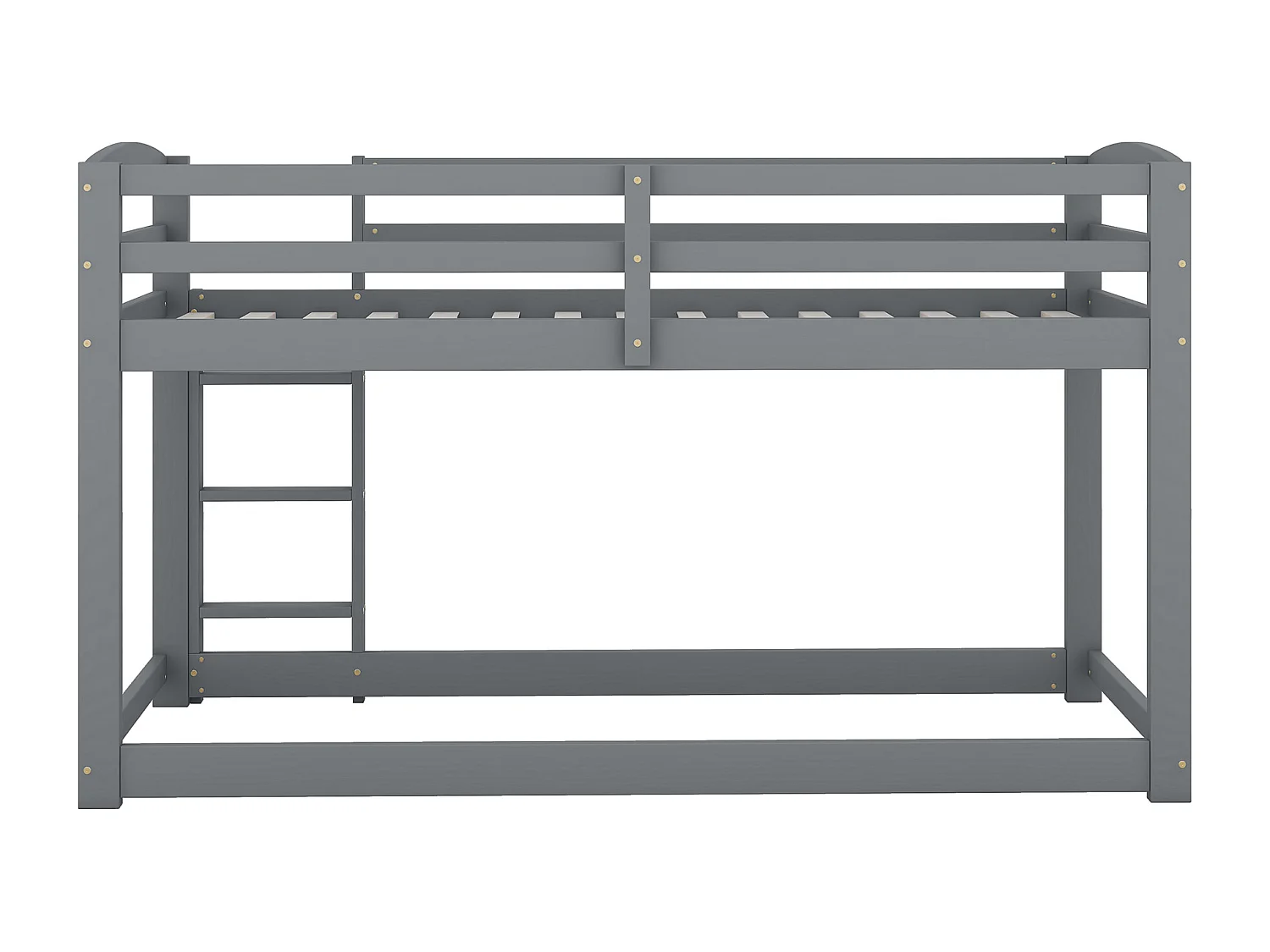 Lit superposé 90x200cm pour enfants avec échelle, 2 sommiers, style simple, Pin et MDF, gris, sans matelas