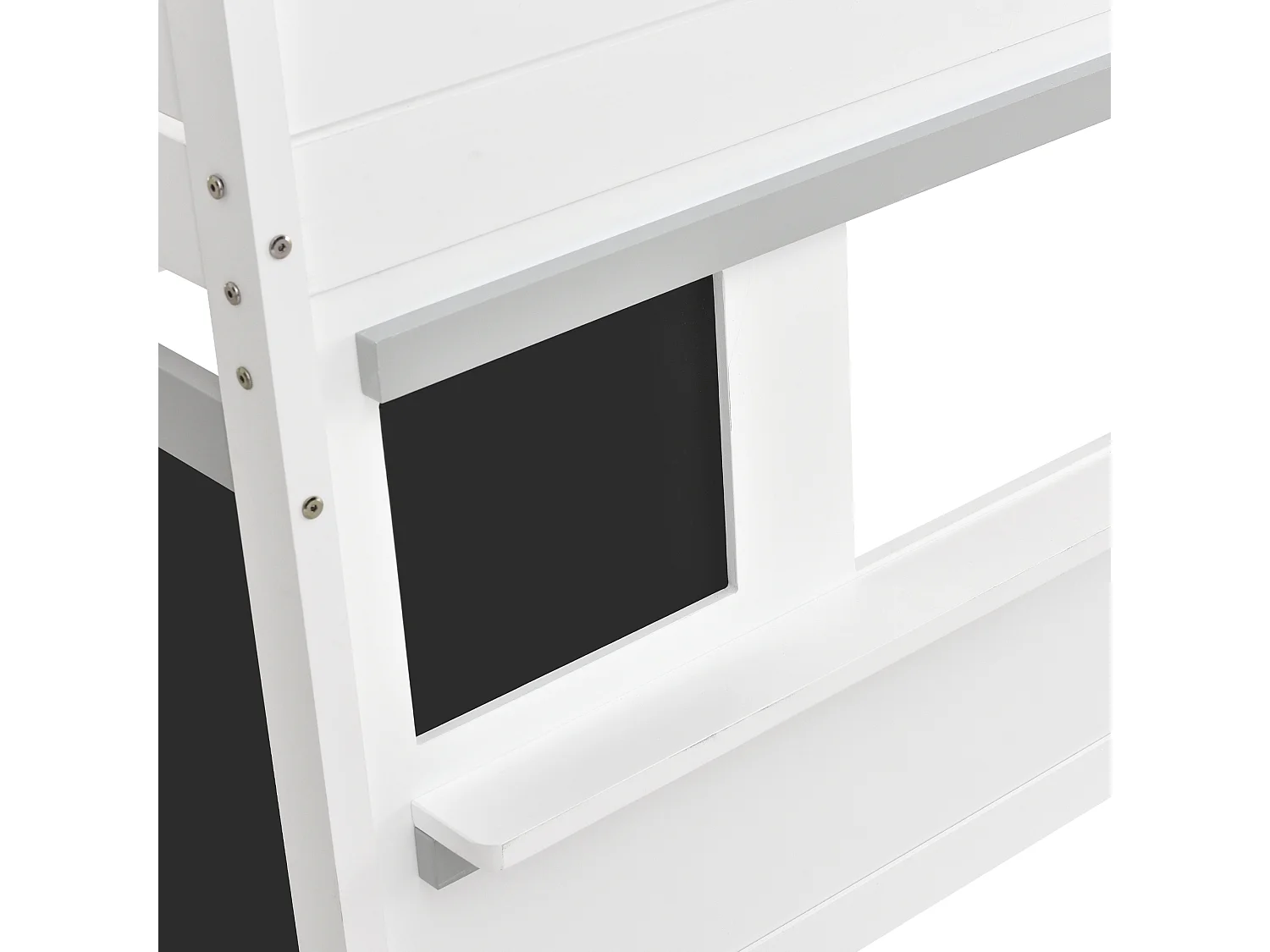 Lit Enfants Maison 90 x 200 cm - En Bois Massif Scandinave - Avec Tableau À Craie, Petite Étagère Et Escalier 3 Marches - Sans Matelas - Blanc