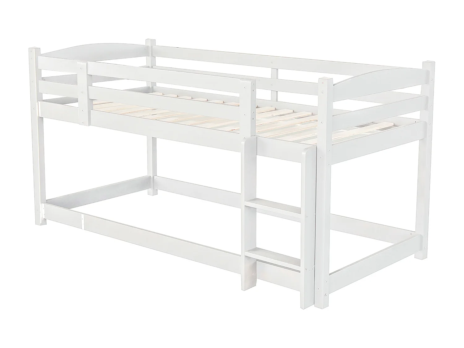 Lit superposé en bois pour enfants, 90x200 cm, lit triple avec échelle, blanc, sans matelas