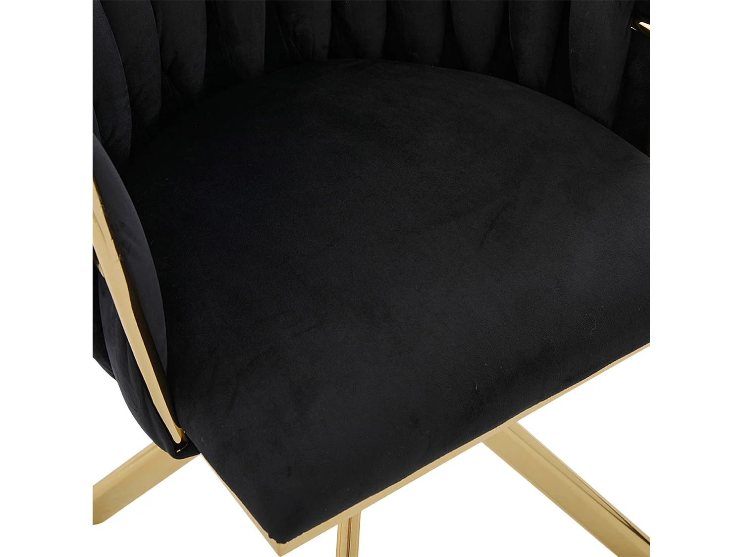 Lot de 2 chaises de salle à manger pivotantes à 180°, pour le salon, pied en métal doré, Velours noir