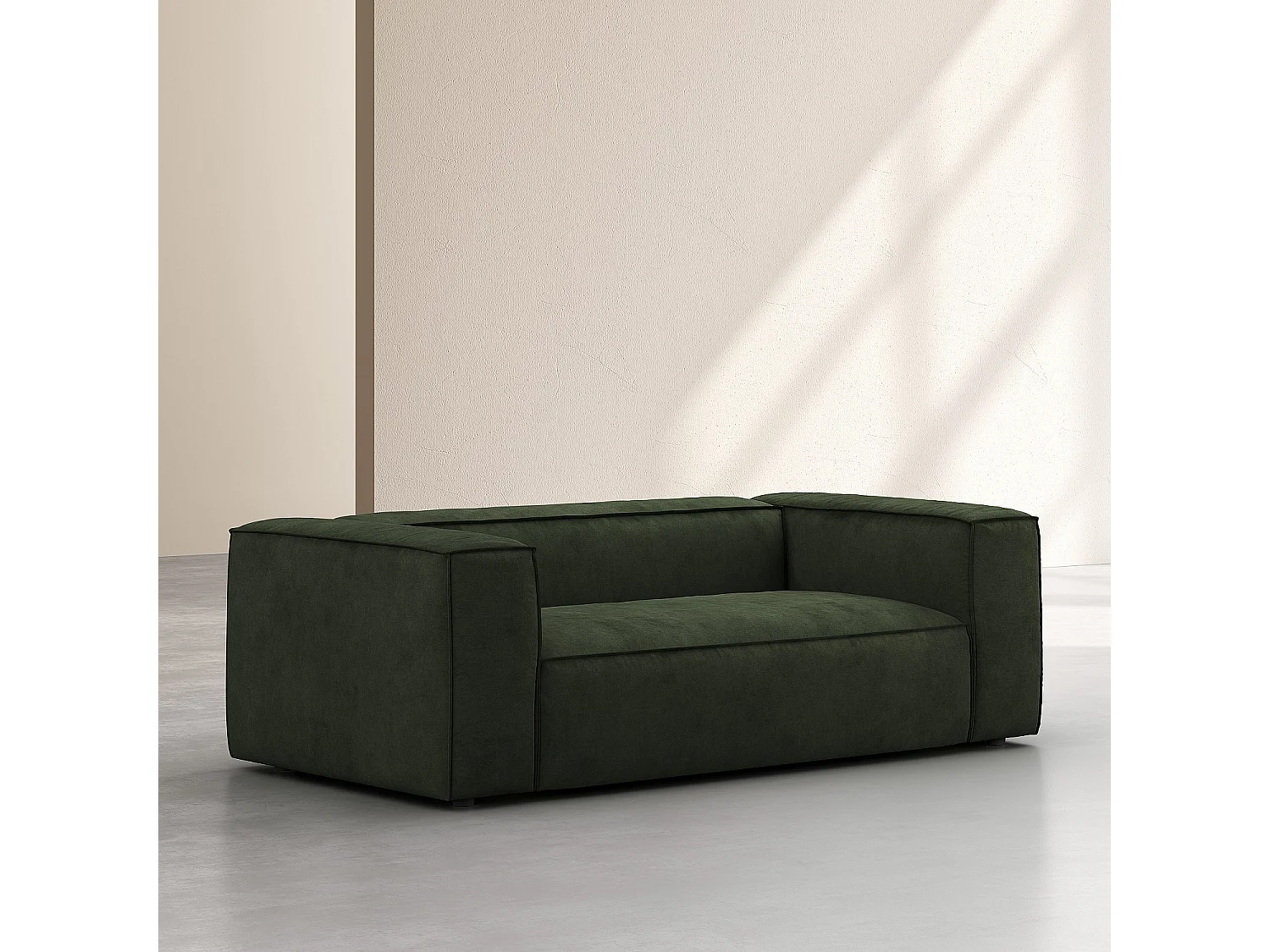 Canapé 2 places en velours - Vert kaki