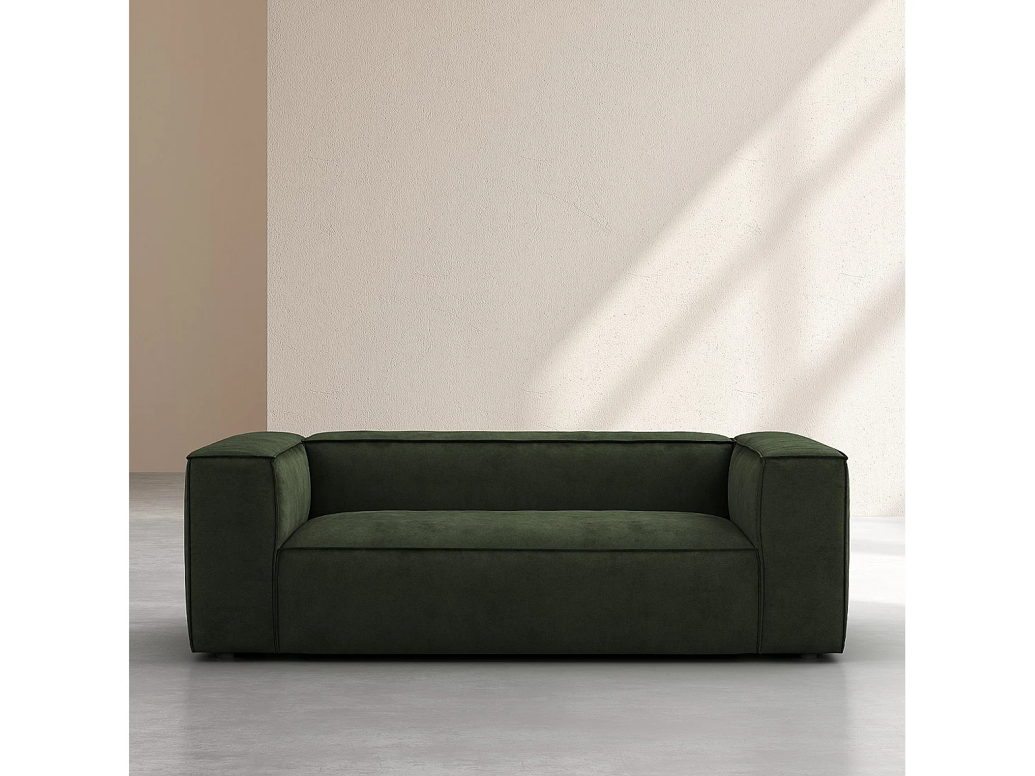 Canapé 2 places en velours - Vert kaki