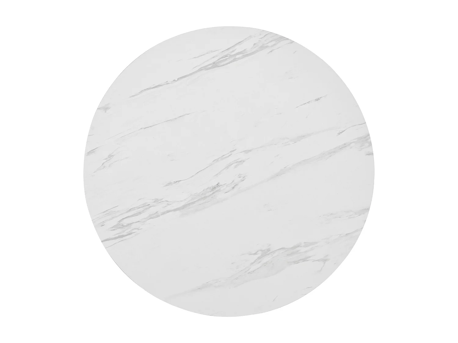 Table à manger ronde 80×80×75 cm, cadre en métal, motif de marbre moderne, en MDF et métal, blanc et doré