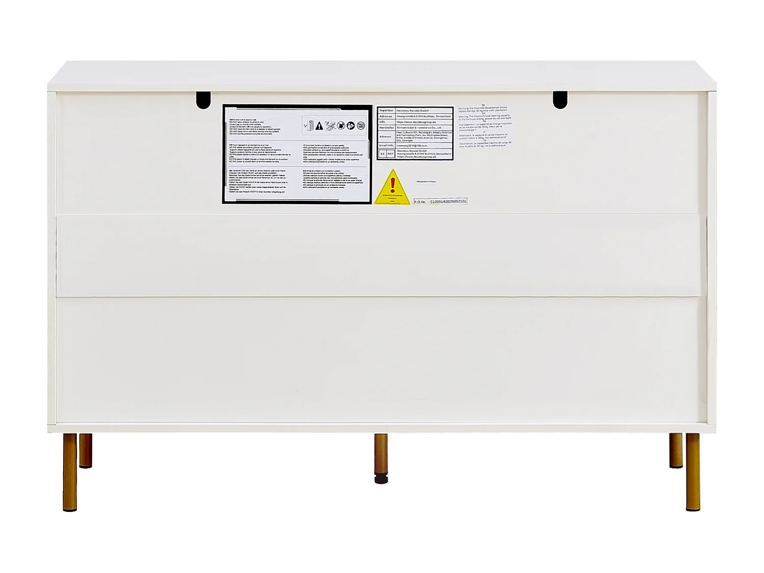 Commode moderne à 6 tiroirs 120×40×78 cm, rangement, pieds en acier, idéal pour la chambre,  en MDF blanc