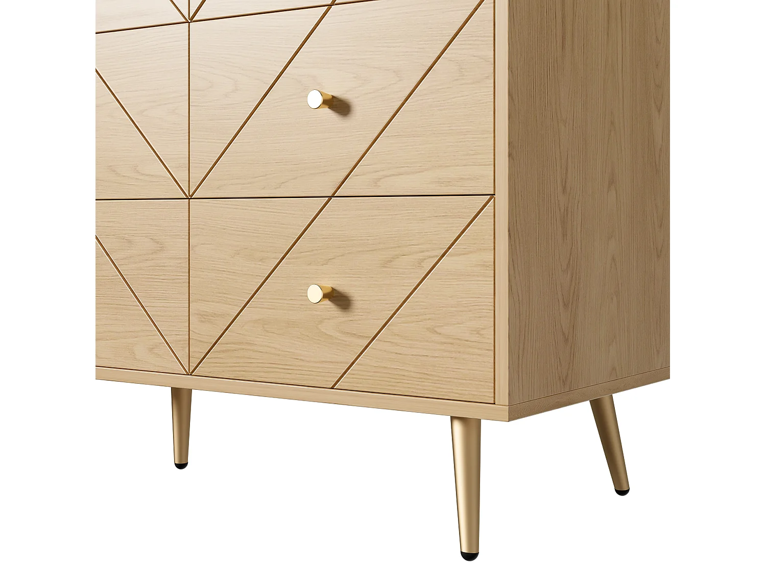 Commode moderne et robuste à 9 tiroirs, 120x39x80 cm, pieds en fer, en panneaux de particules naturel