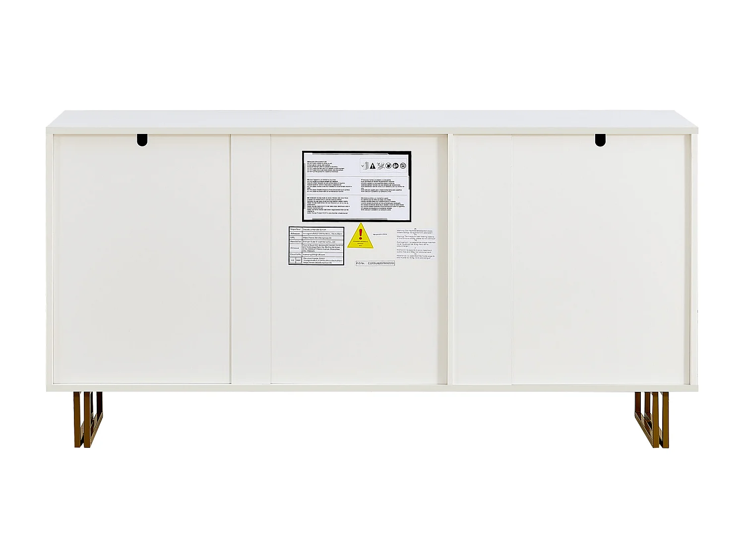 Buffet moderne 160x40x81,5 cm, portes et tiroirs, pieds en acier, rangement,  pour la chambre, en MDF blanc