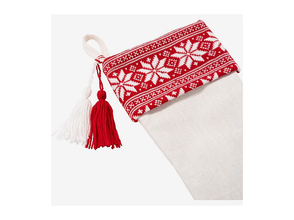 Habitat - Décoration de Noël - Chaussette tricotée - Blanc et rouge (Lot de 12) - Barou