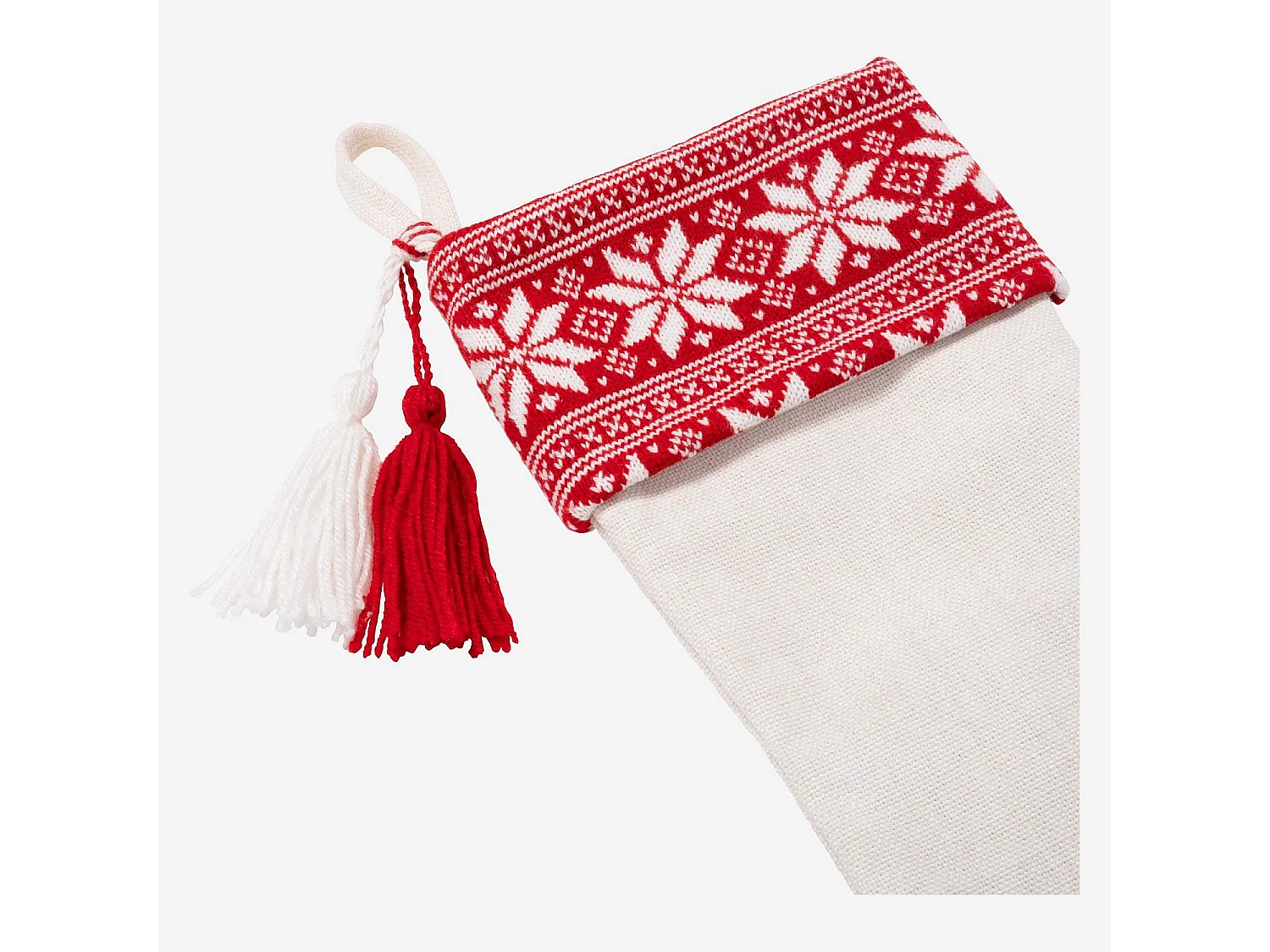 Décoration de Noël - Chaussette tricotée - Blanc et rouge (Lot de 12)