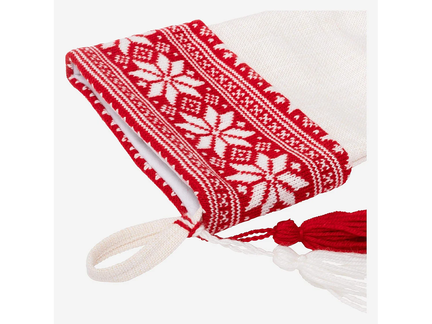 Décoration de Noël - Chaussette tricotée - Blanc et rouge (Lot de 12)
