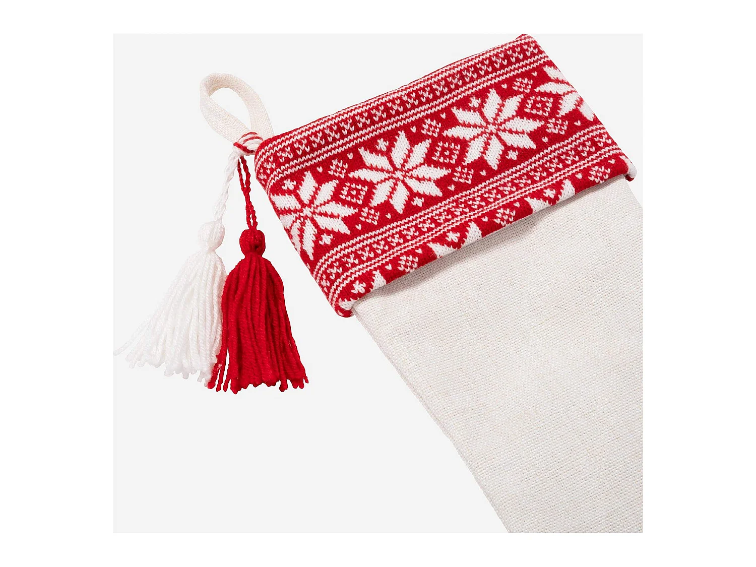 Habitat - Décoration de Noël - Chaussette tricotée - Blanc et rouge (Lot de 12) - Barou