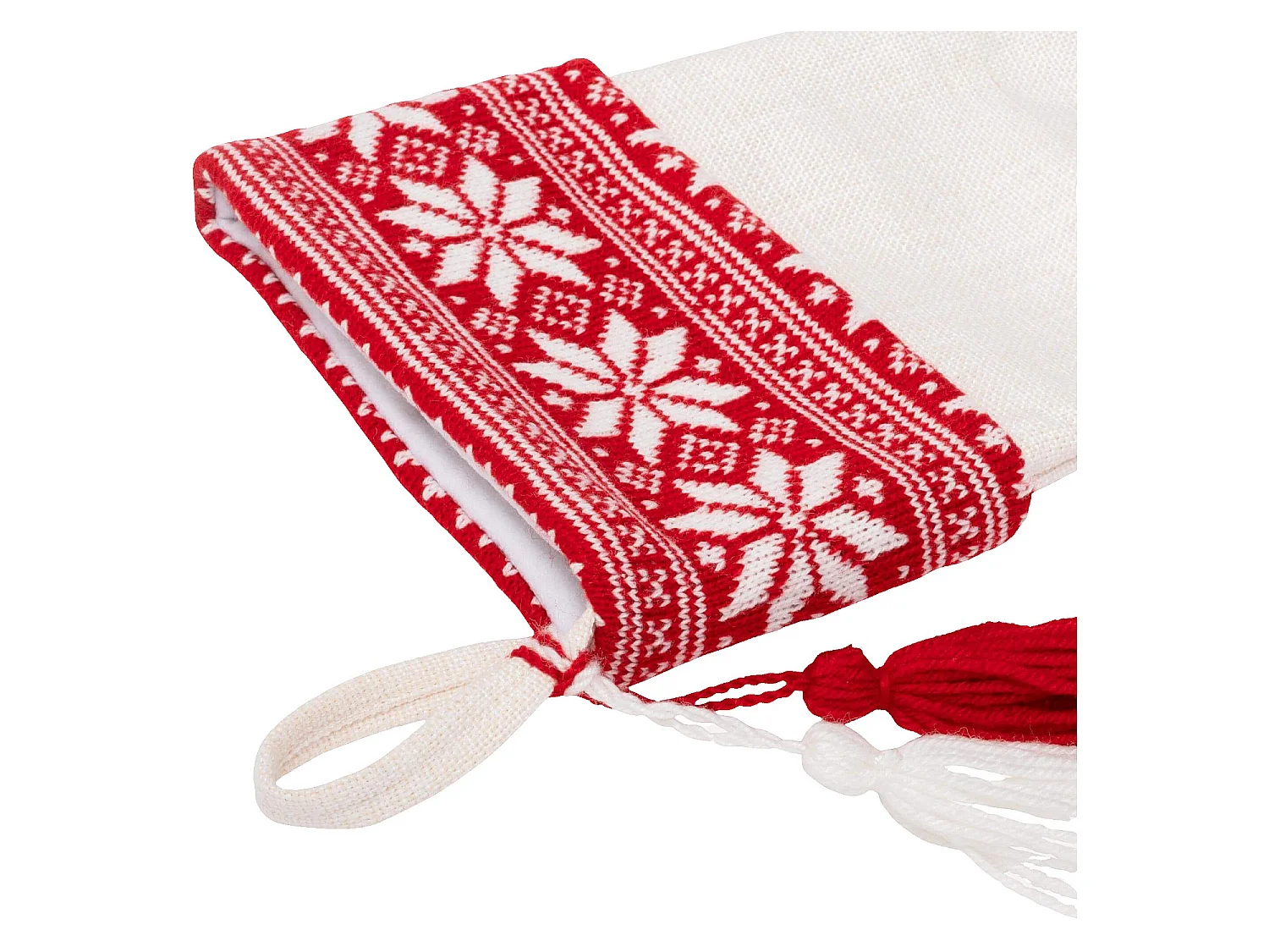 Habitat - Décoration de Noël - Chaussette tricotée - Blanc et rouge (Lot de 12) - Barou