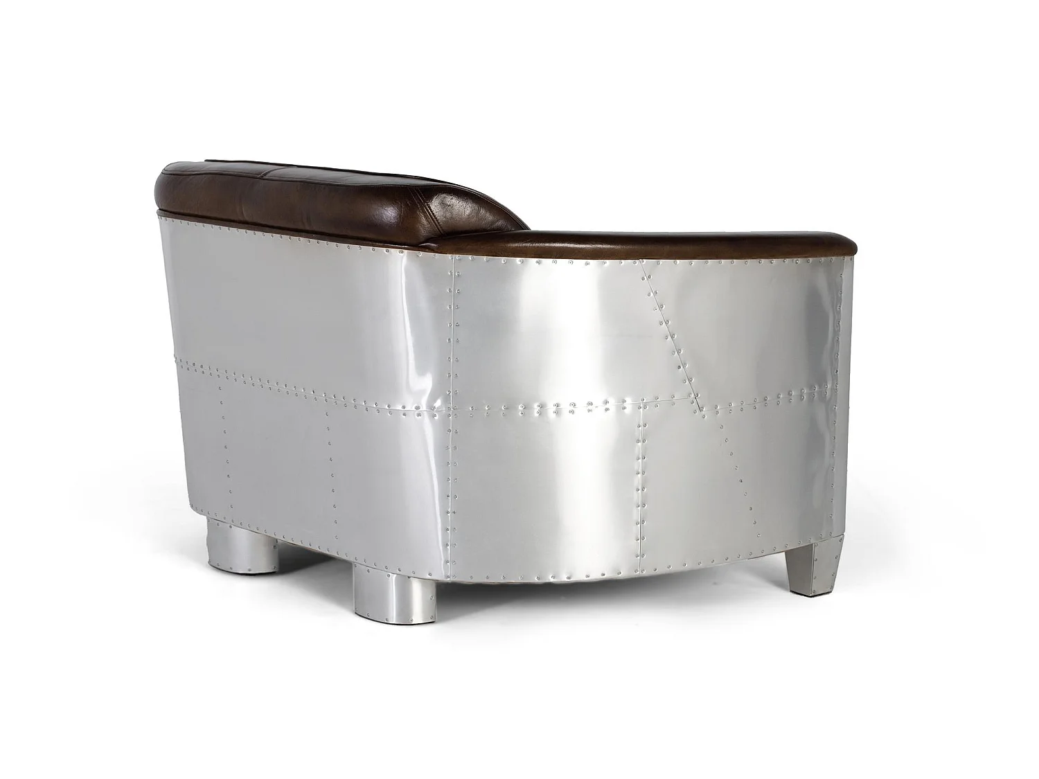 Zweisitzer-Sofa mit braunem Lederbezug und antikem Finish