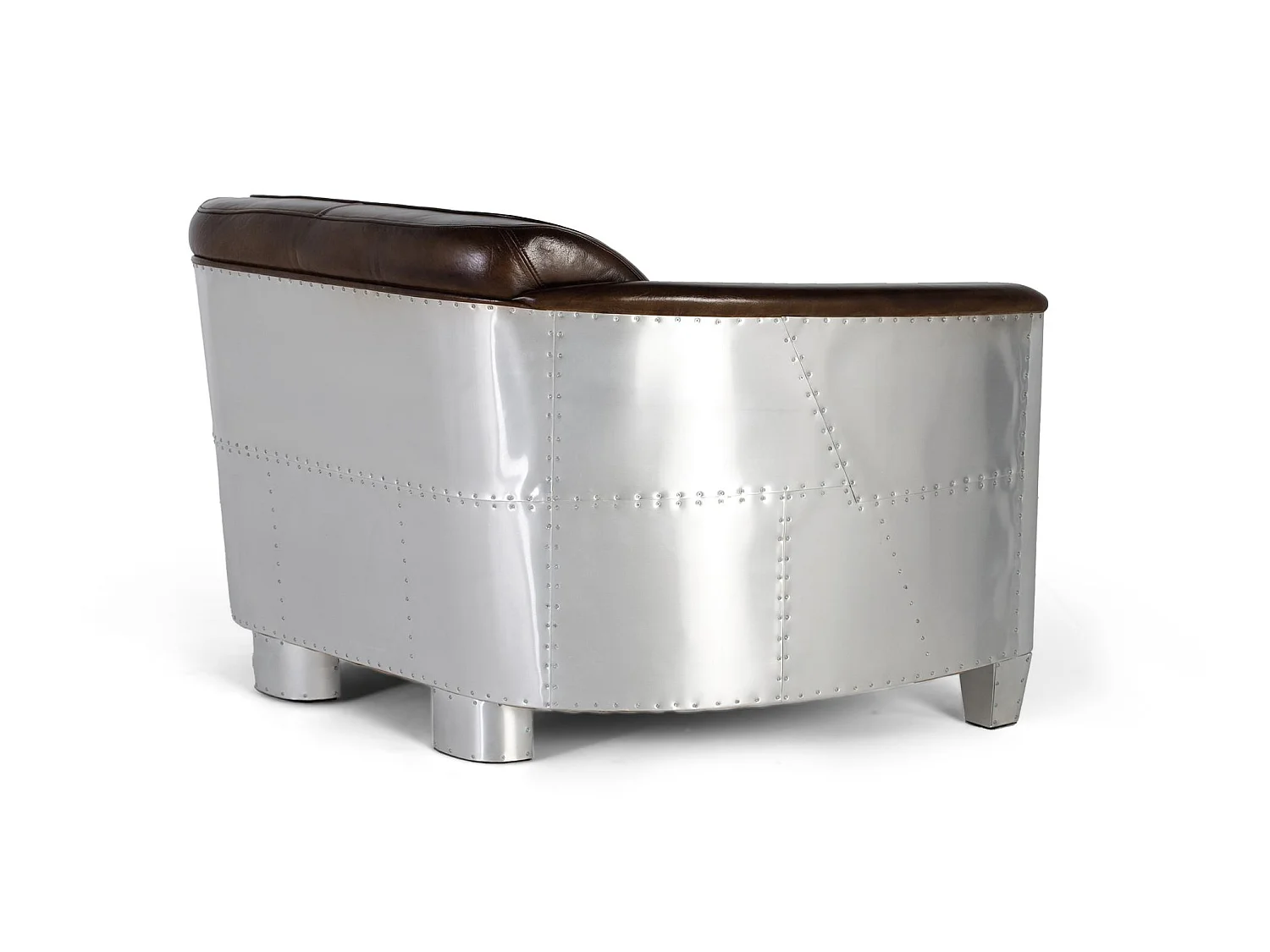 Canapé en cuir 130 cm style industriel vintage - 75 x 130 x 90