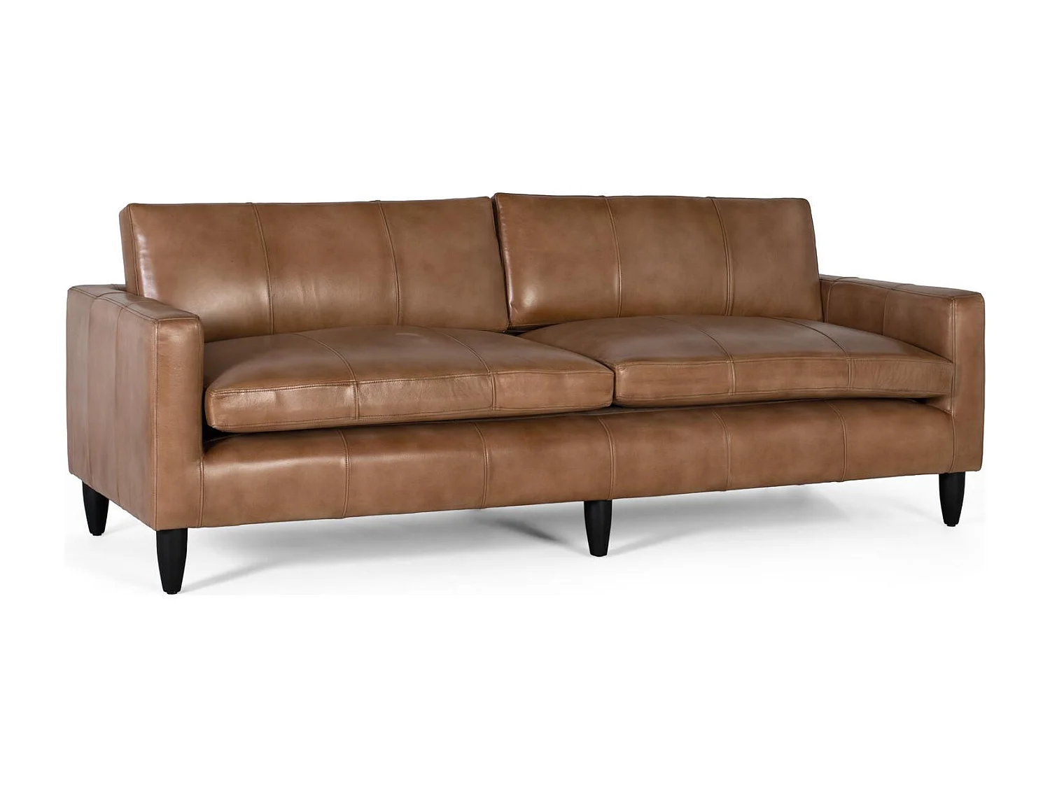 Canapé rembourré en cuir et finition camel 220cm