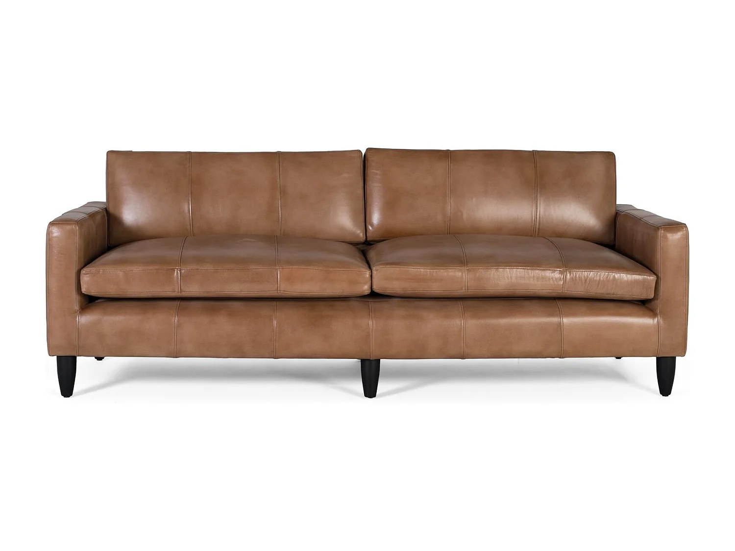 Canapé rembourré en cuir et finition camel 220cm