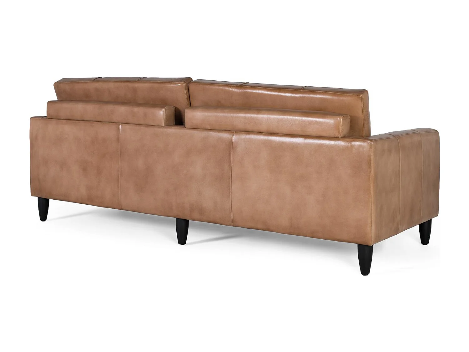 Canapé rembourré en cuir et finition camel 220cm