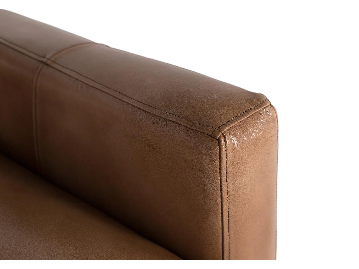 Canapé rembourré en cuir et finition camel 220cm