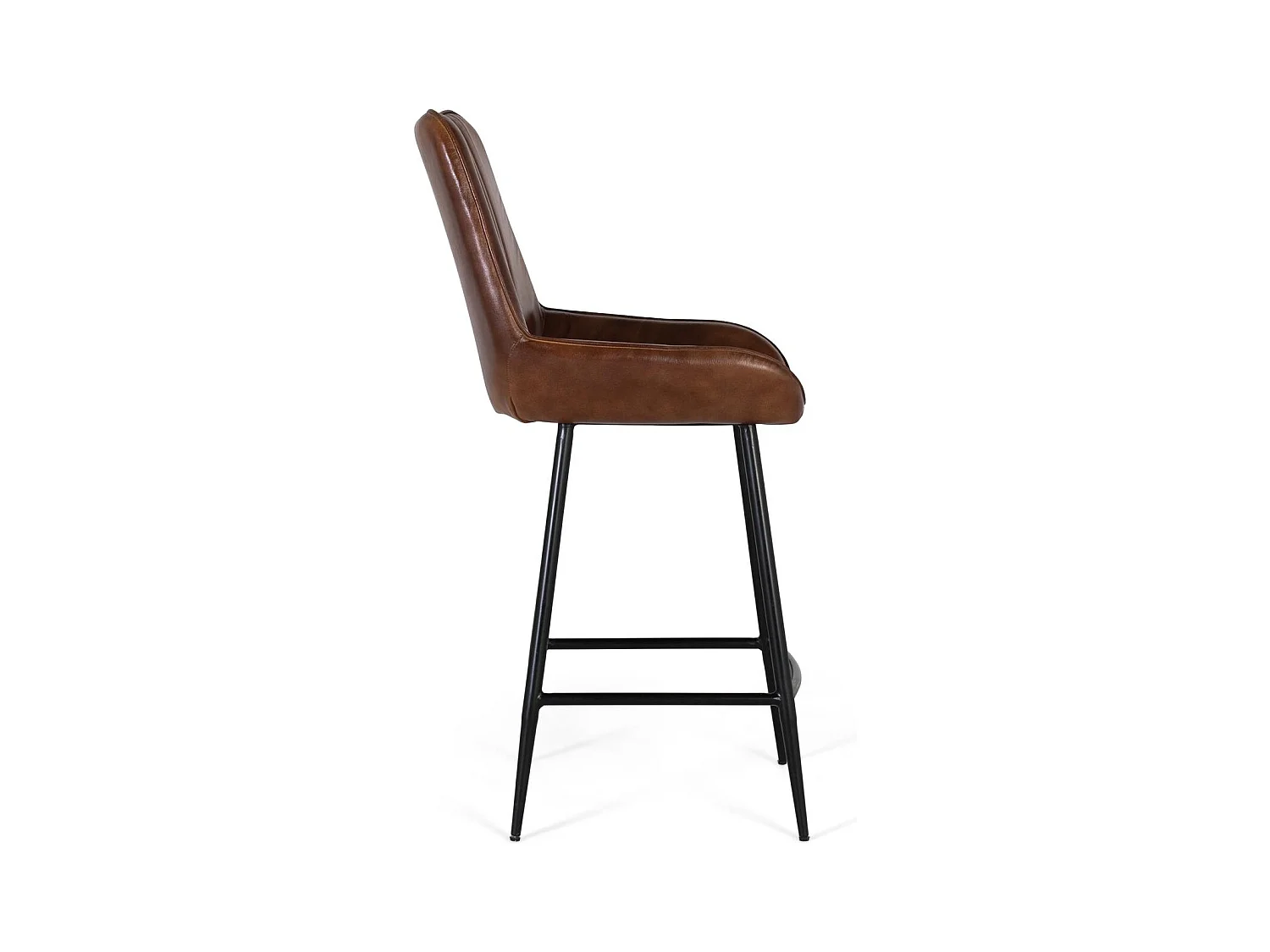 Tabouret haut recouvert de cuir avec structure en métal