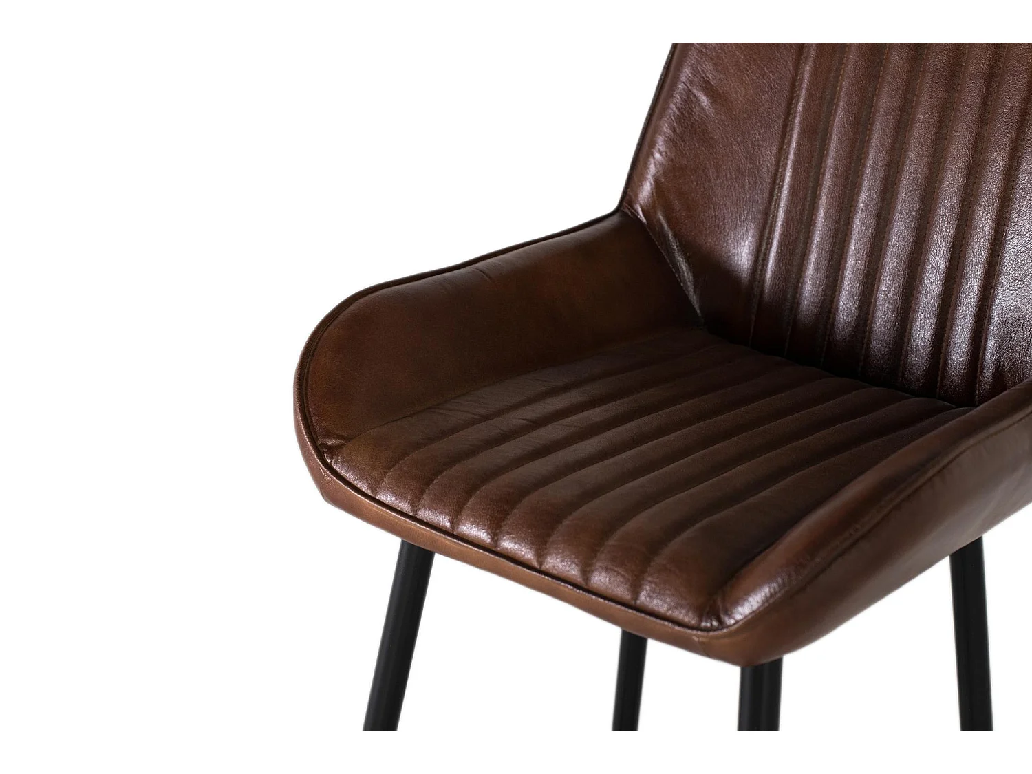 Tabouret haut recouvert de cuir avec structure en métal