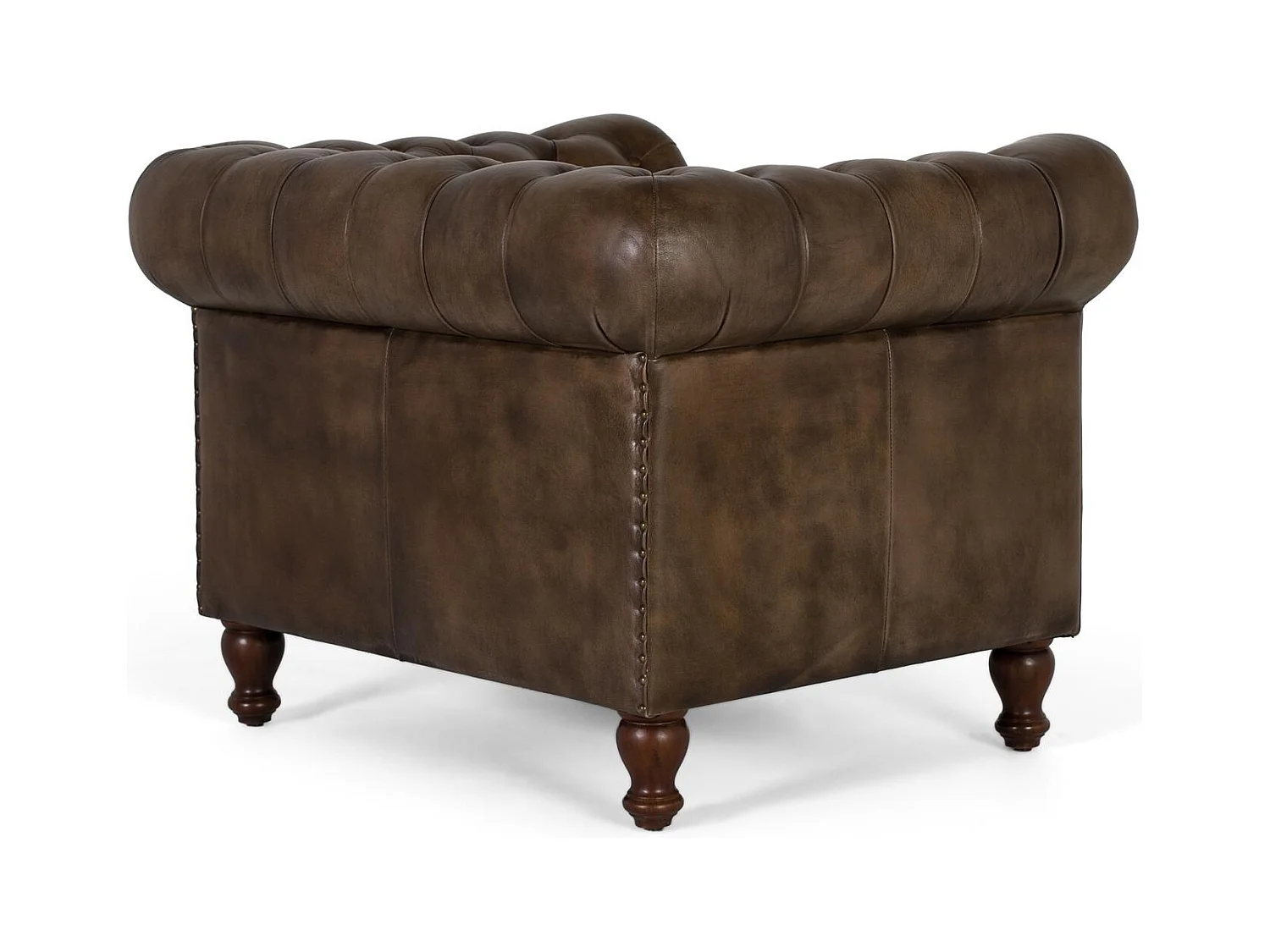 Chesterfield fauteuil van leer met een gecapitonneerde afwerking