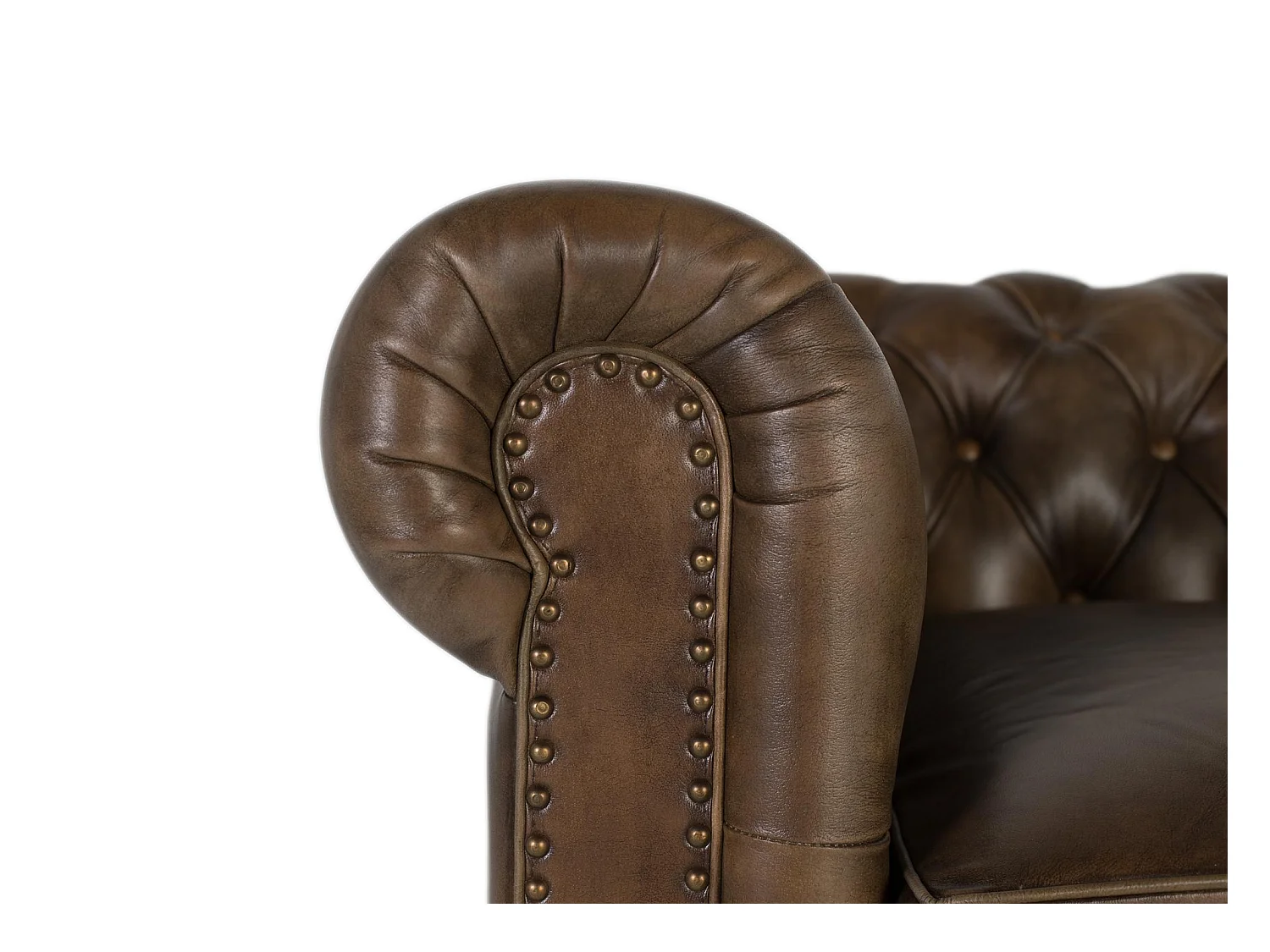 Chesterfield fauteuil van leer met een gecapitonneerde afwerking