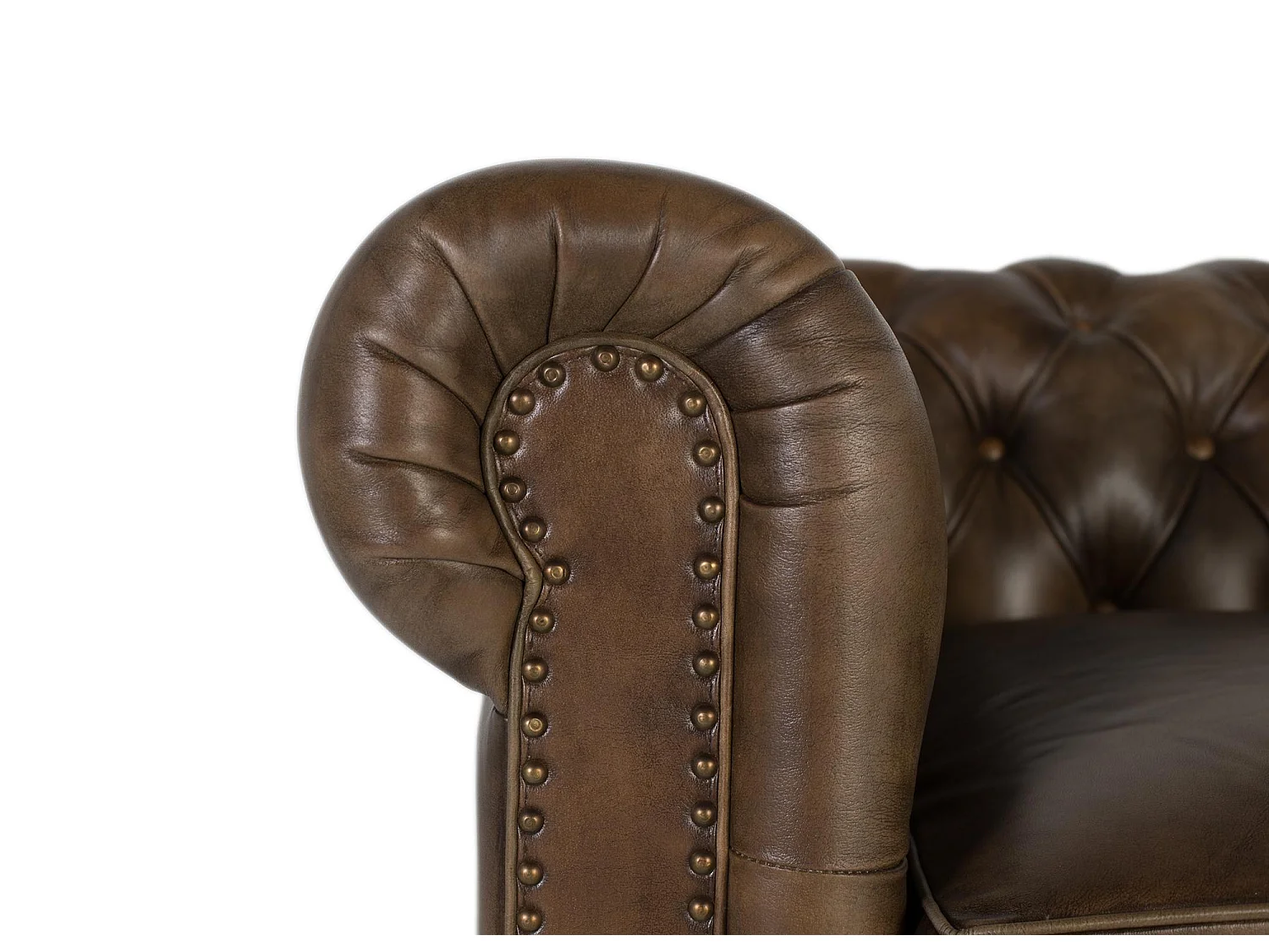 Fauteuil Chester en cuir avec finition capitonnée