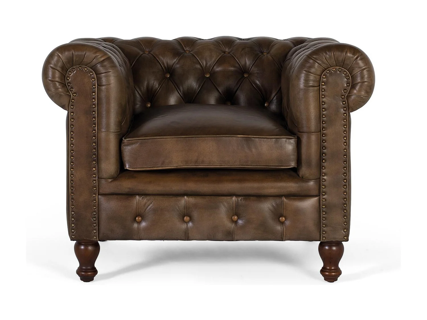 Fauteuil Chester en cuir avec finition capitonnée