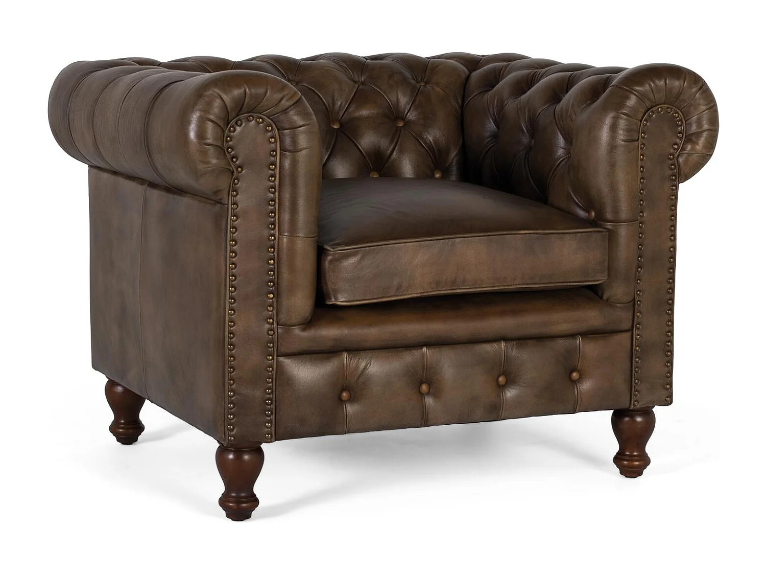 Fauteuil Chester en cuir avec finition capitonnée