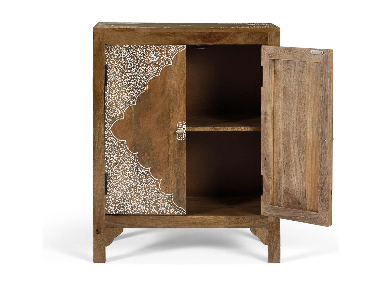 Sideboard aus Mangoholz mit zwei handbemalten Türen