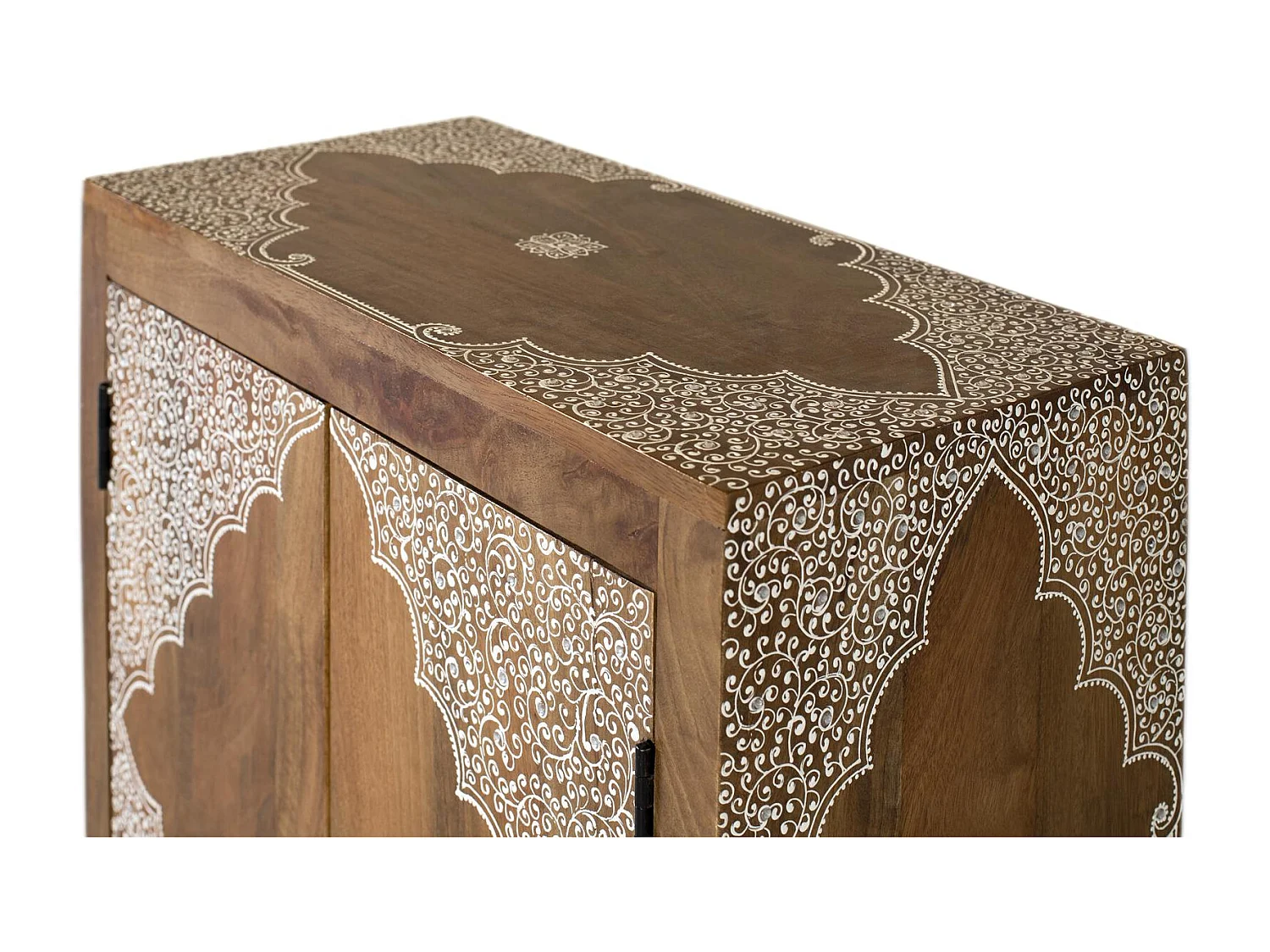 Sideboard aus Mangoholz mit zwei handbemalten Türen