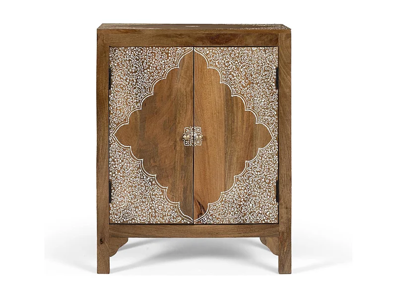 Sideboard aus Mangoholz mit zwei handbemalten Türen