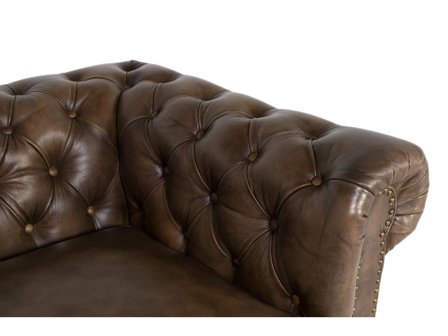 Canapé Chesterfield deux places en cuir avec finition capitonnée