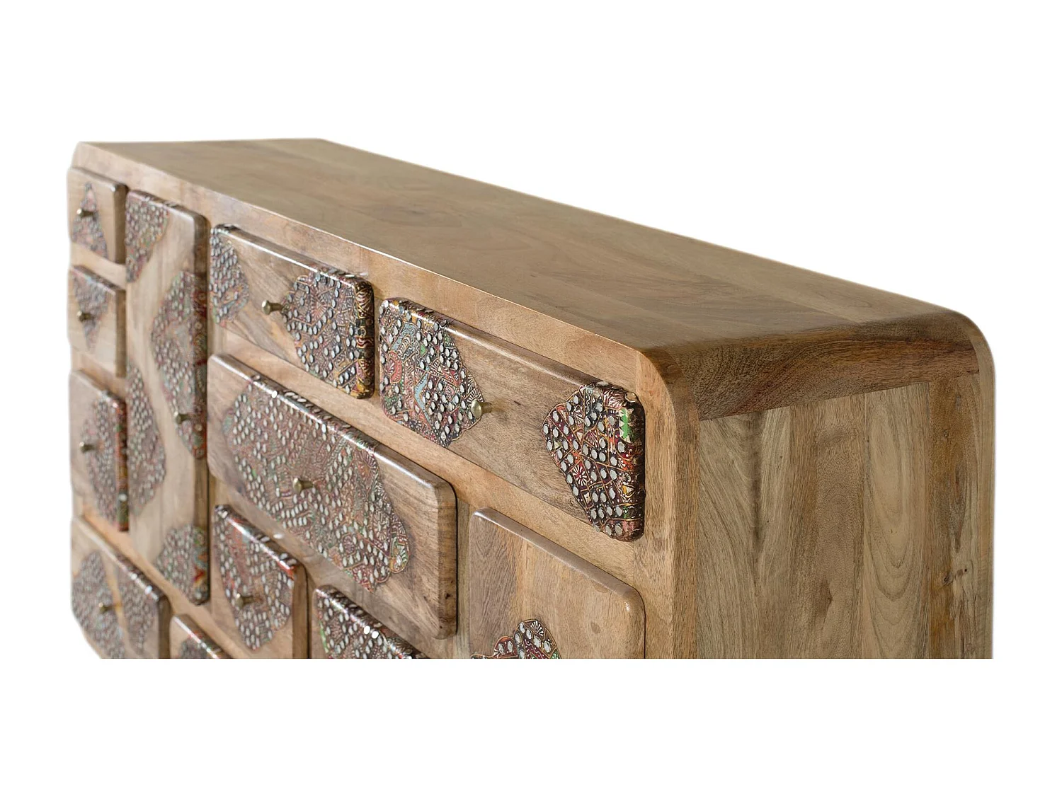 Credenza in legno massello di mango con dettagli dipinti 148 cm