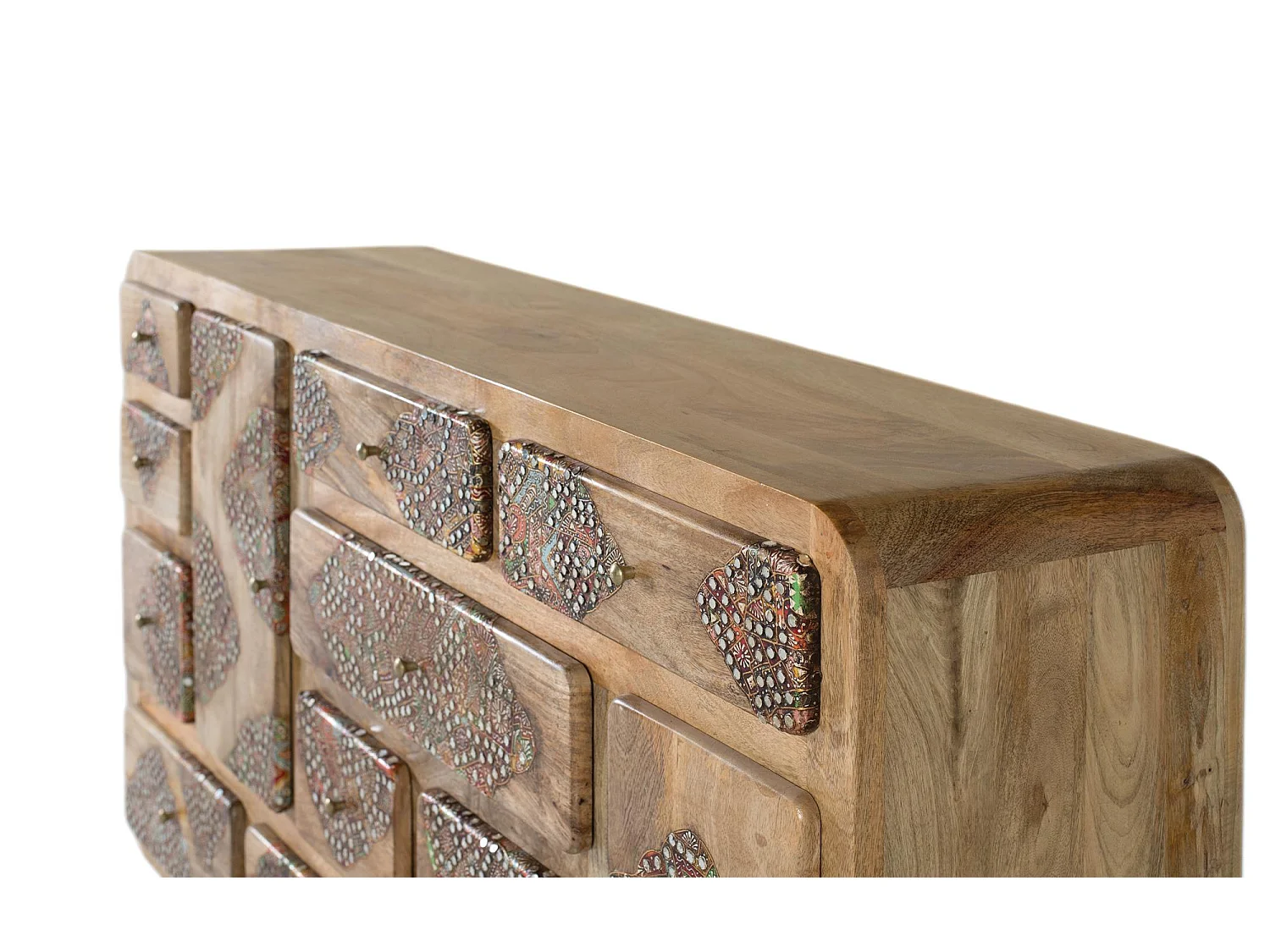 Credenza in legno massello di mango con dettagli dipinti 148 cm