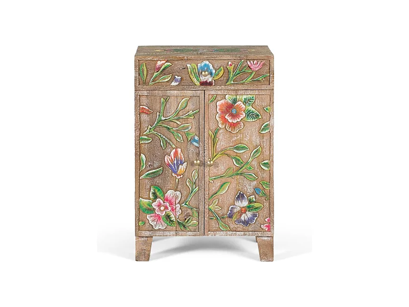 Sideboard aus Mangoholz mit handgemalten Details