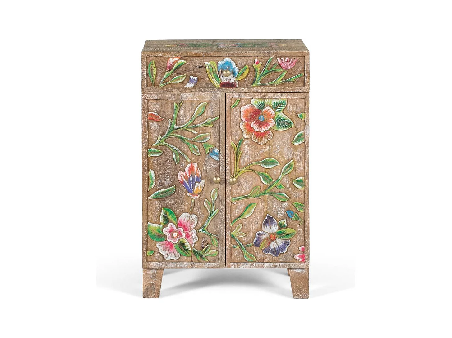 Sideboard aus Mangoholz mit handgemalten Details