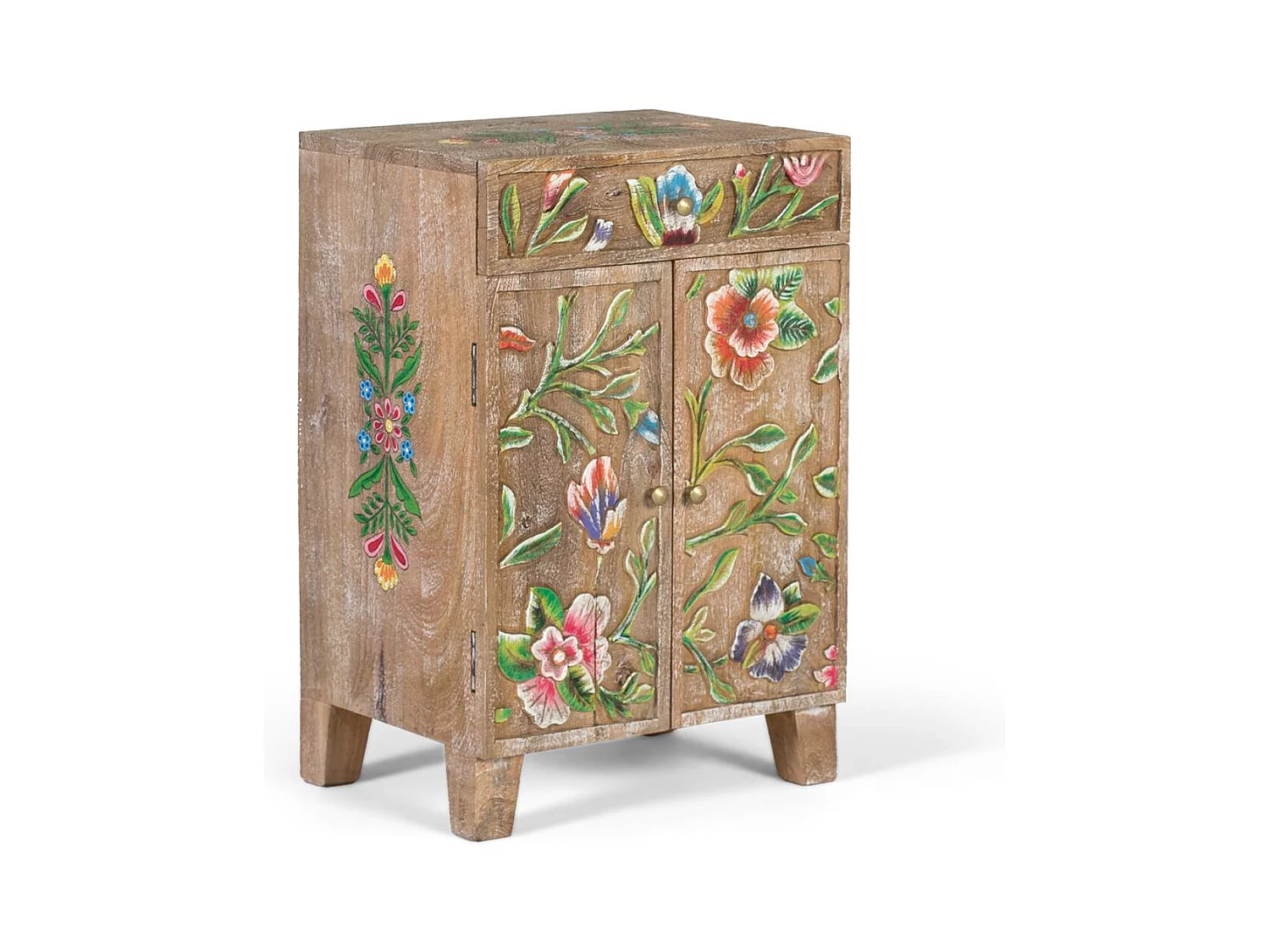 Sideboard aus Mangoholz mit handgemalten Details